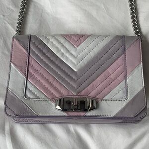 Rebecca Minkoff Retro Lavender and White Chevron Crossbody Bag with Duster Bag
